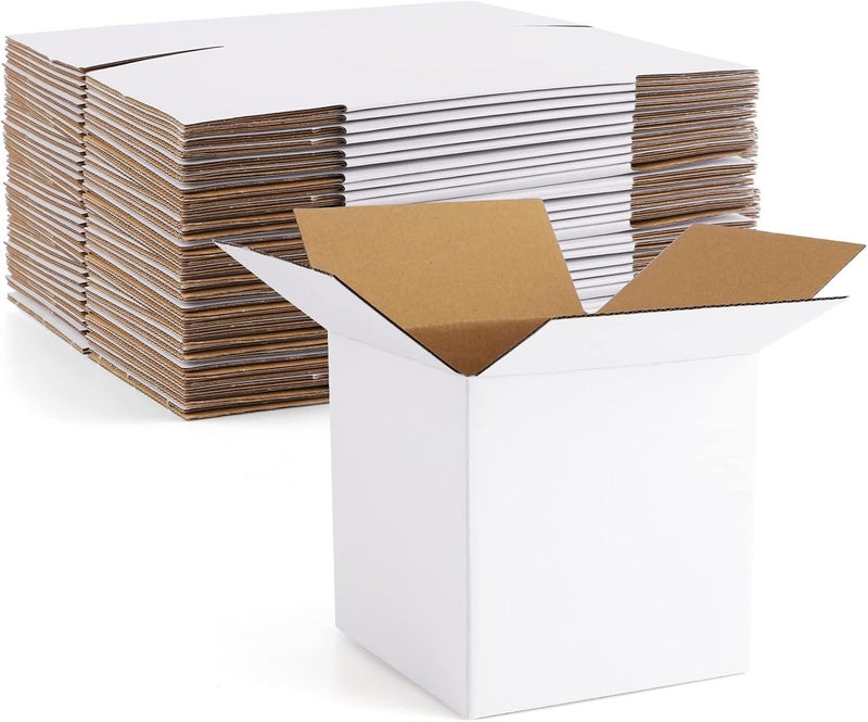 Eupako 5x5x5" Cardboard Box Mailers 25 Pack White Cube Corrugated Small Shipping Boxes for Mailing - Image 1